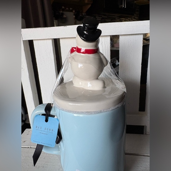 Rae Dunn Light Blue Jolly Happy Fun Mug with Snowman Lid - Picture 3 of 3